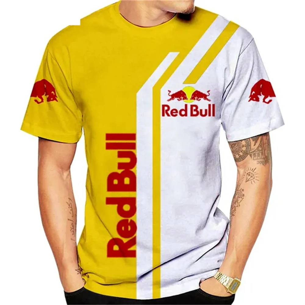 2025 verão nova motocicleta masculina corrida red bull logotipo 3d impresso red bull lazer ao ar livre bicicleta fora de estrada camiseta 6xl