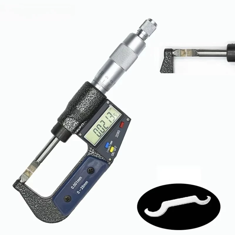 Range 0-25mm Blade 0.4mm/0.7mm, Digital Micrometer with Reticulated Flat-head Blade, Film Outer Diameter Caliper