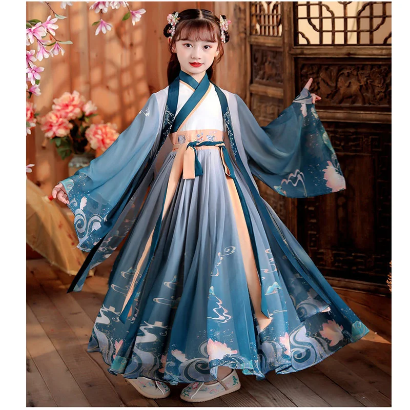 Vestido Hanfu chino de imitación para niña, moda de la dinastía Tang y Song, nuevo