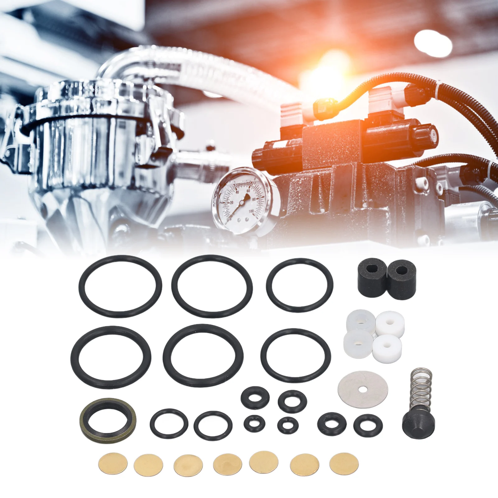 PCP Pump Parts 12V PCP Air Compressor Replacement Parts 30mpa Metal PVC Sealing Ring Piston Ring Set for High Pressure Pump