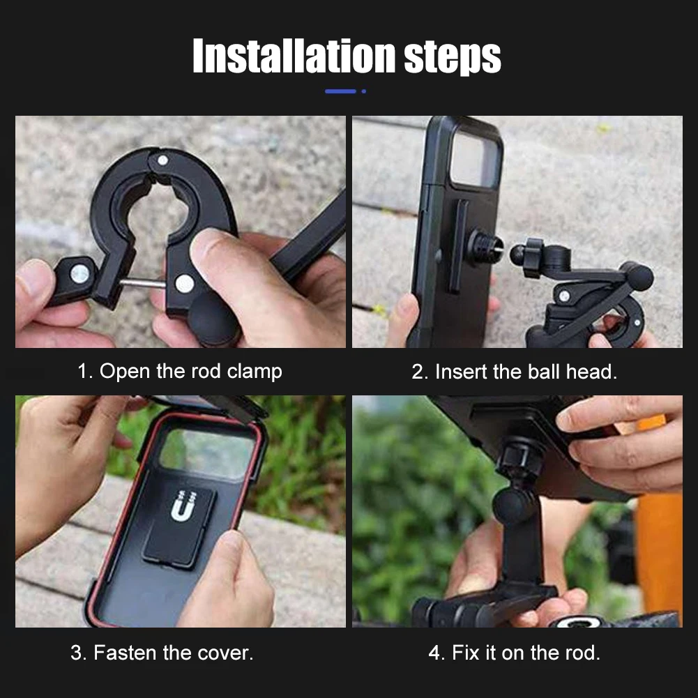 Universal Motorcycle Phone Mount Waterproof Hard Shell Phone Case Holder 360° Adjustable Bike Cellphone Holder Up to 6.7 inches