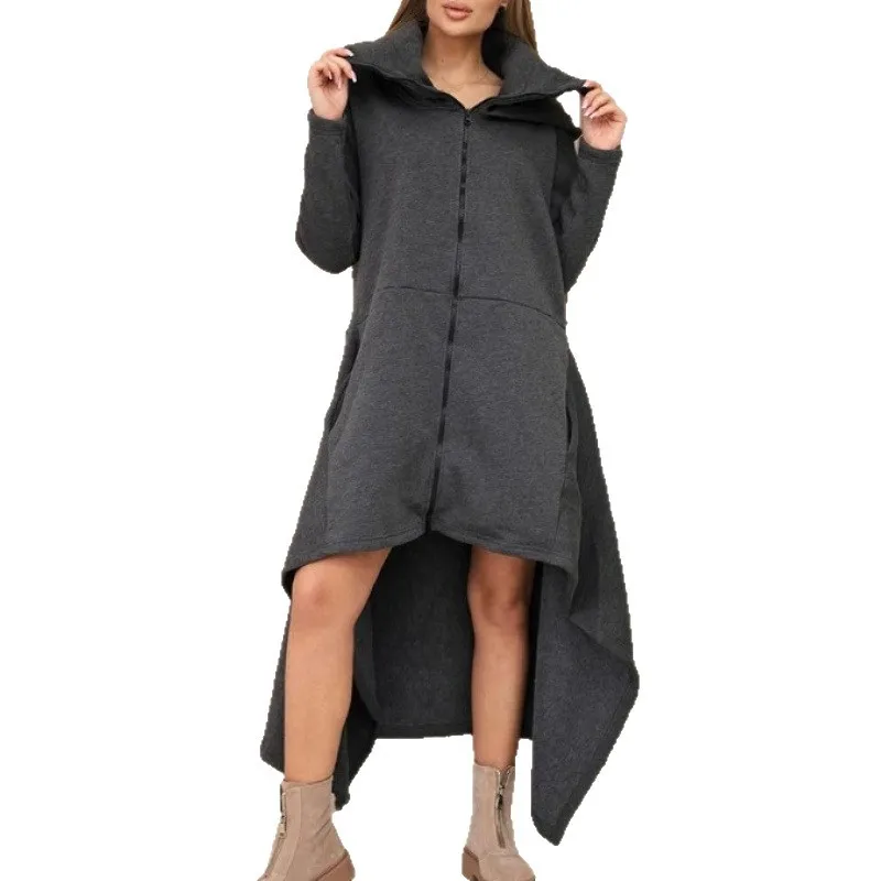 فستان Ropa Para Mujer نسائي فضفاض غير منتظم على شكل حرف a مع طية صدر السترة وفتحة بسحاب Abiti Da Cerimonia Vestido Mujer