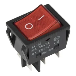 KCD4-202N-3 perforate 30 x 22 mm 30A 6 pin ON - ON boat rocker switch KCD4 series power switch with 220V light