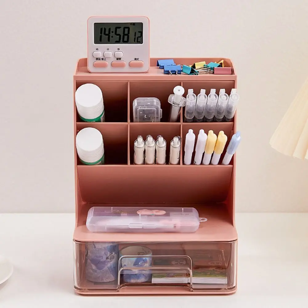 

Настольный органайзер с 6 ящиками, однотонный, наклонная вставка, наклонный держатель для ручек, экономия места, большая вместимость