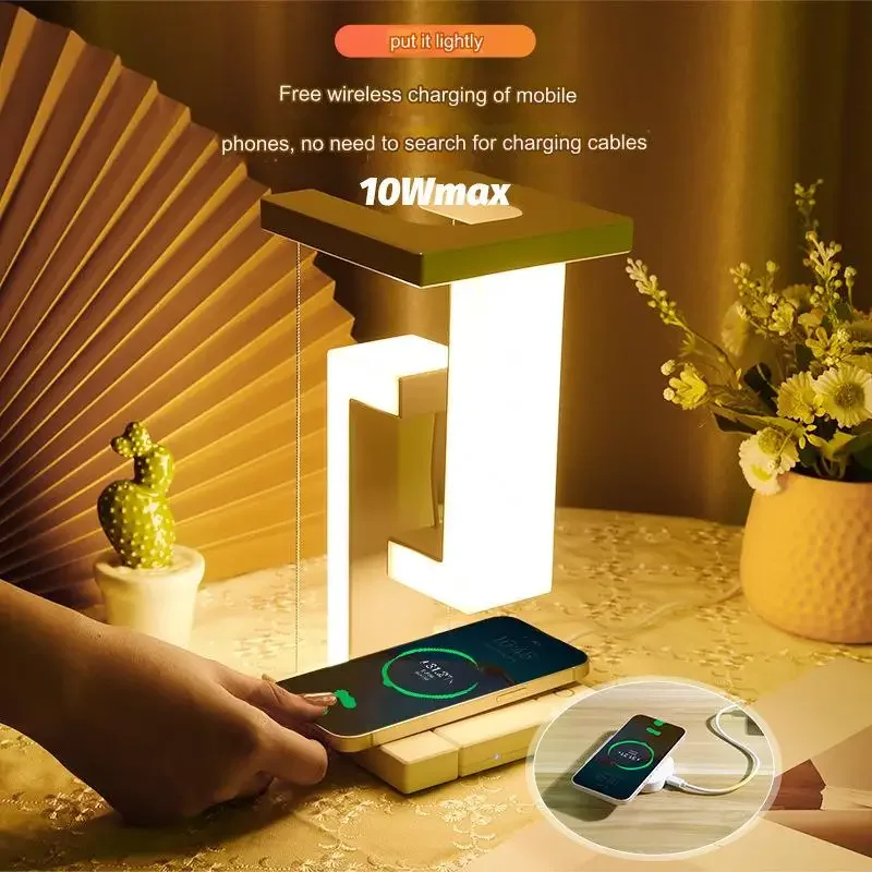 Creative Smartphone Wireless Charging Suspension Table Lamp Balance Lamp Floating For Home Bedroom