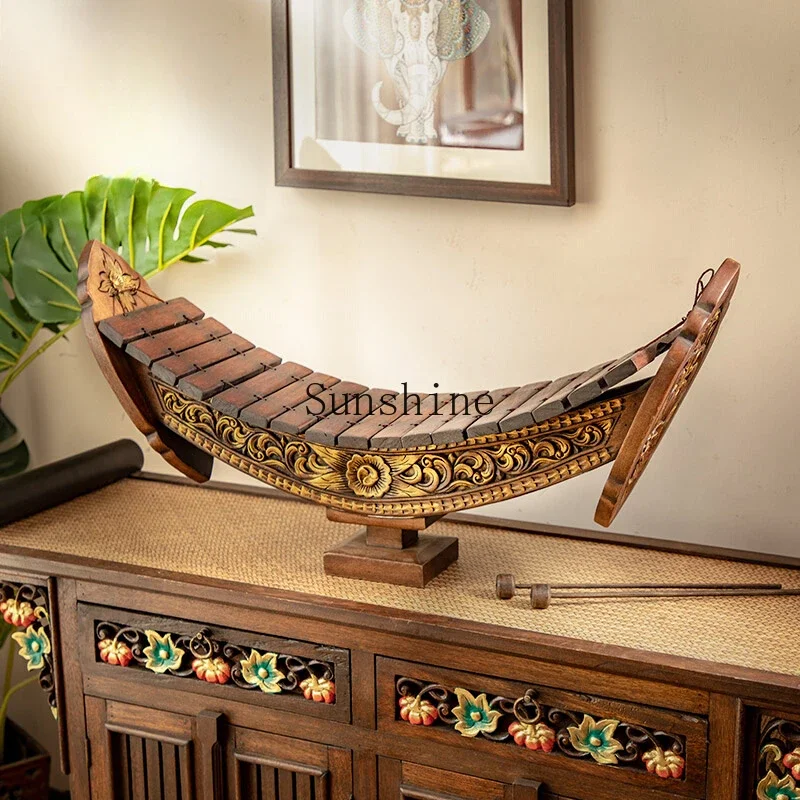 Thai crafts wood carving ornament South East Asia decoration living room porch creative ornament musical instrument