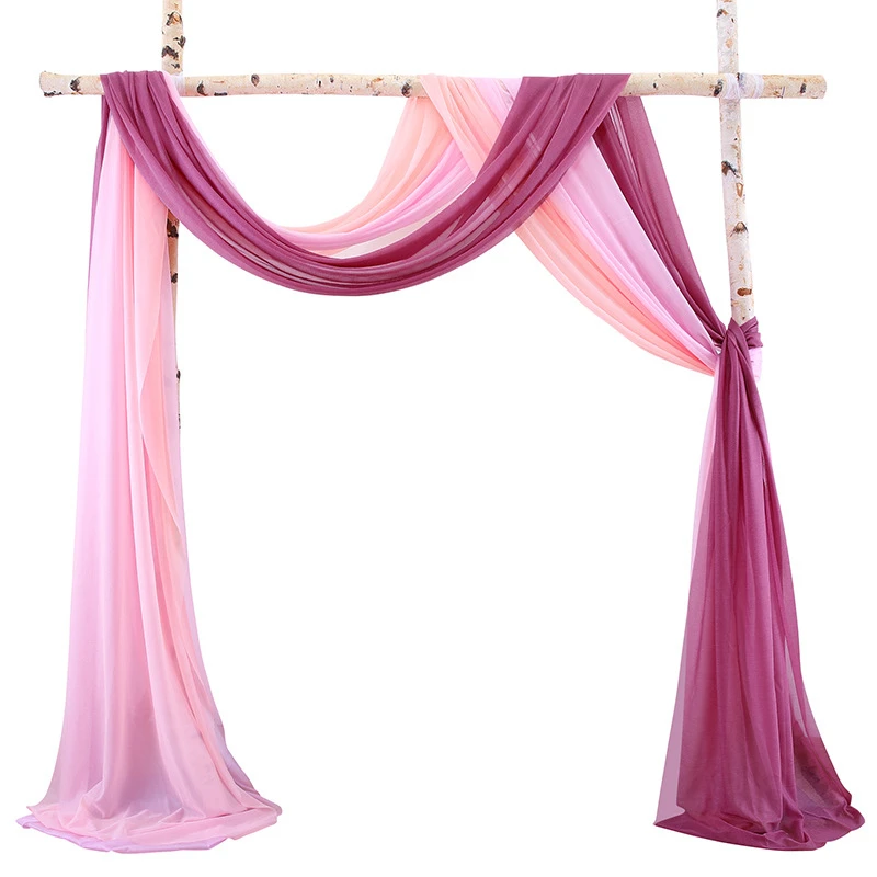 3PCS Backdrop Curtains Panels Transparency Chiffon Fabric Drapery for Wedding Arch Drapes Ceremony Reception Decor Photo Booth