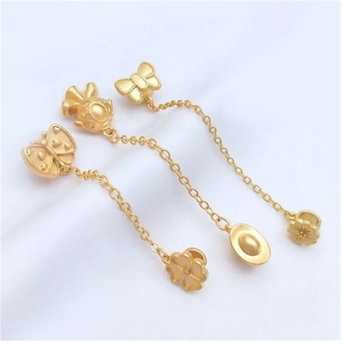 Sha Jin Yu Yuan Bao Bow Tie Big Hole Bead Hanging Chain DIY Bead Bracelet Separation Bead Head Jewelry Accessories B781