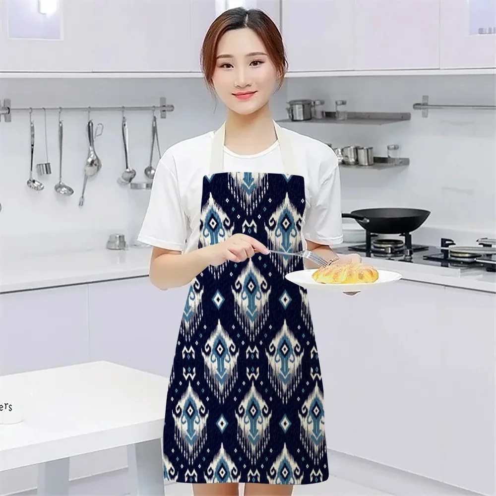 Geometric Pattern Apron Linen Children Adults Wave Triangle Nordic Sweet Apron for Home Kitchen Cooking Baking 55x68cm