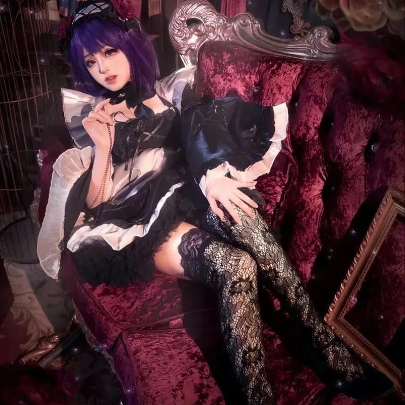 

Anime Shizuku Kuroe Cosplay Costume Black Maid Uniform JK with Wig Full Set Role Play Outfit for Women Theme Party