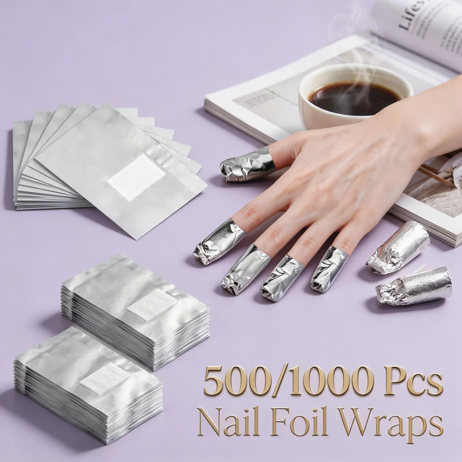 

500/1000 шт. гелевые салфетки для снятия лака, фольгированные патчи для ногтей, безворсовые ватные диски для маникюра, инструмент для снятия лака