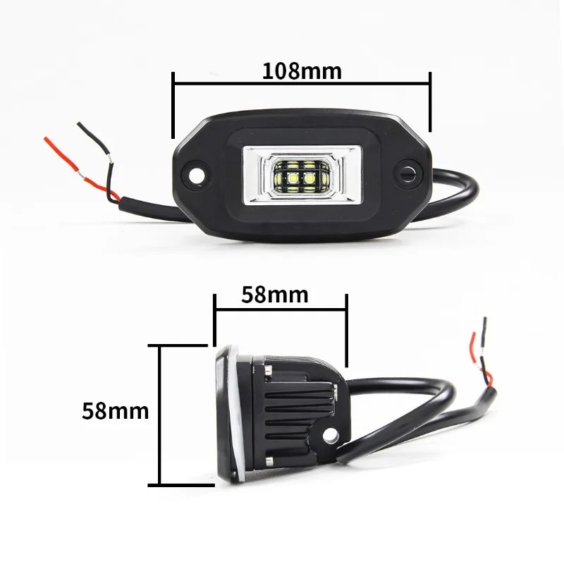 2pcs 20W floodlight LED work light, embedded spotlights for off-road vehicles, front and rear bumper blind spot lighting