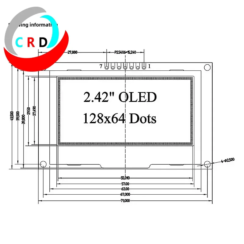 Changruida 2.42-inch OLED display 7-pin 4-wire SPI module 128x64 (white, blue, yellow and green) SSD1309