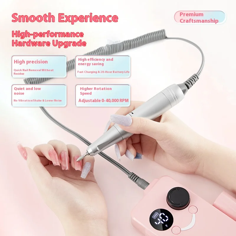 40000 RPM nagelboormachine Oplaadbare draagbare elektrische nagelpolijstmachine met frees Nagelgereedschap voor manicure