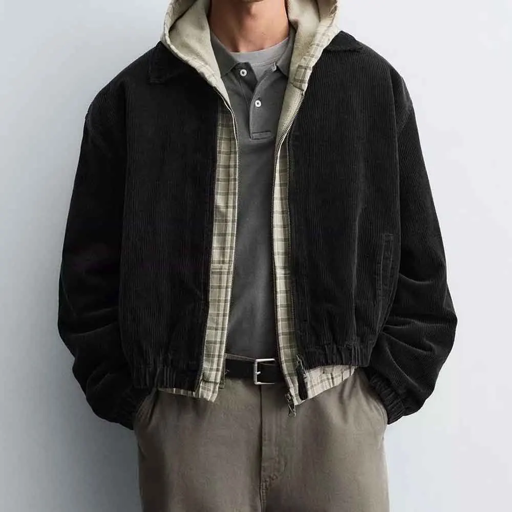 Winter New Men's Solid Color Long-Sleeved Jacket American Retro Fashion Trend High Street Simple Casual Loose Niche Men's Tops