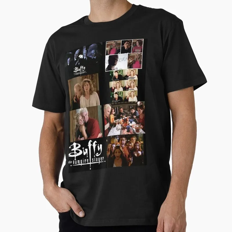 Buffy Inspired Graphic T-Shirt, 0811 Vintage Vampire Slayer Print Tee, Retro Horror Series Short Sleeve Casual Shirt US Size Top