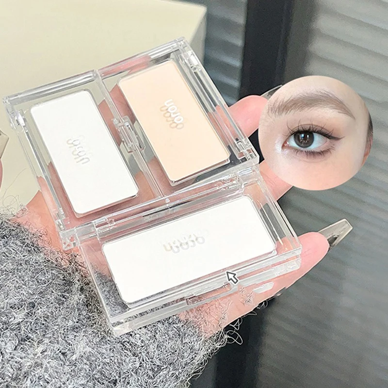 Matte White Face Highlighter Palette Light Beige Natural Brighten Contouring Makeup Monochrome Eyeshadow Palette Multifunctional