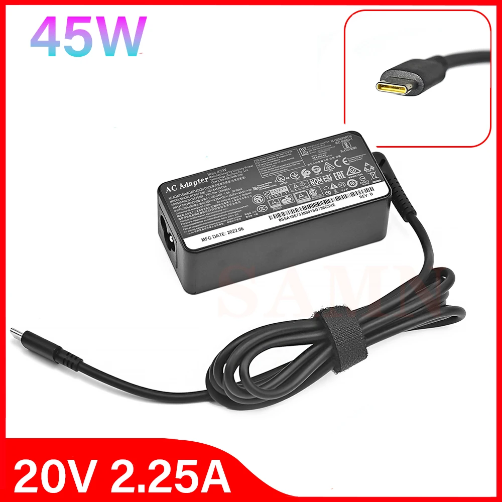 

20V 2.25A 45W Type USB C Laptop AC Adapter Power Supply ​Charger For Lenovo C330 S330 C340 S340 100E T480 T480S T580 T580S E480