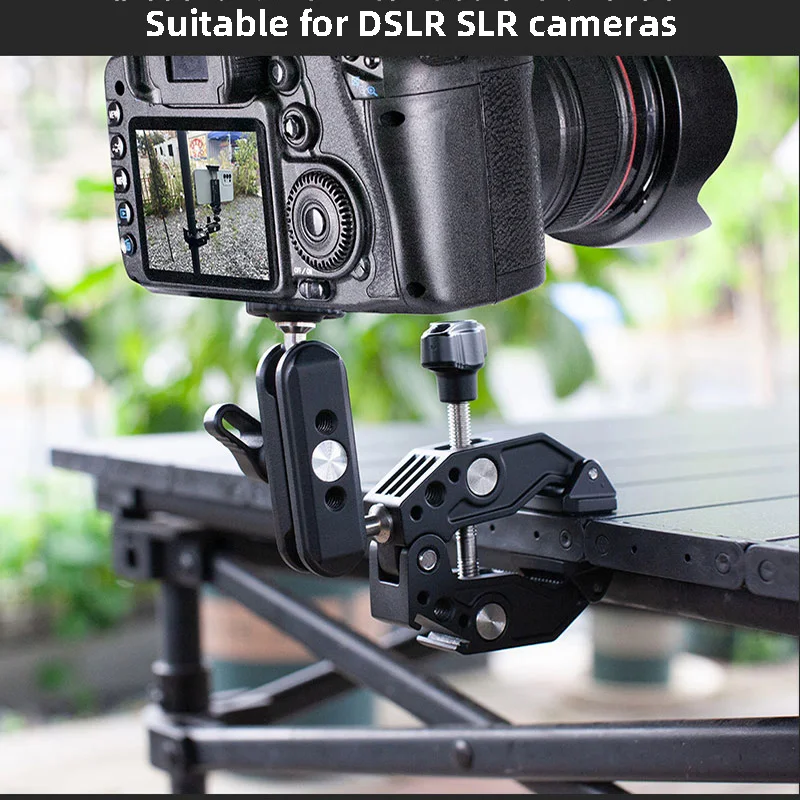 볼 헤드 어댑터가 있는 알루미늄 합금 클램프 마운트 홀더, 매직 암 스탠드, 고프로 히어로 SJcam DJI OSMO SLR 카메라 휴대폰용