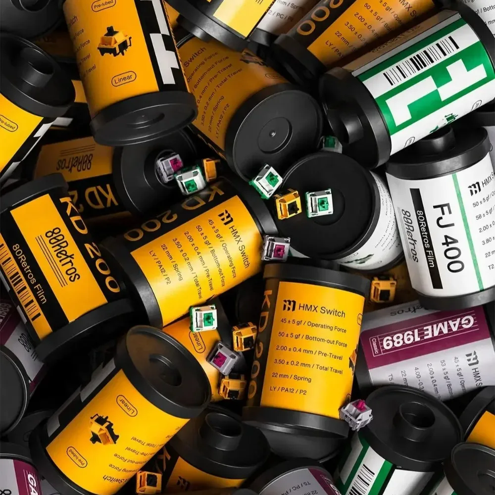 

80 Retros x HMX Film Switch Factory Lubed Механическая клавиатура с линейной осью Пользовательские аксессуары GAME 1989 / KD200 / FJ400 / Joker