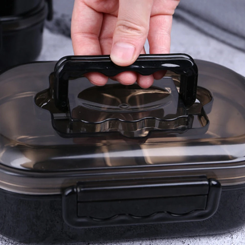 

1pc Stainless Steel Monolayer Lunch Box Portable Bento Container Food Storage Sealed Food Carrier (Black)
