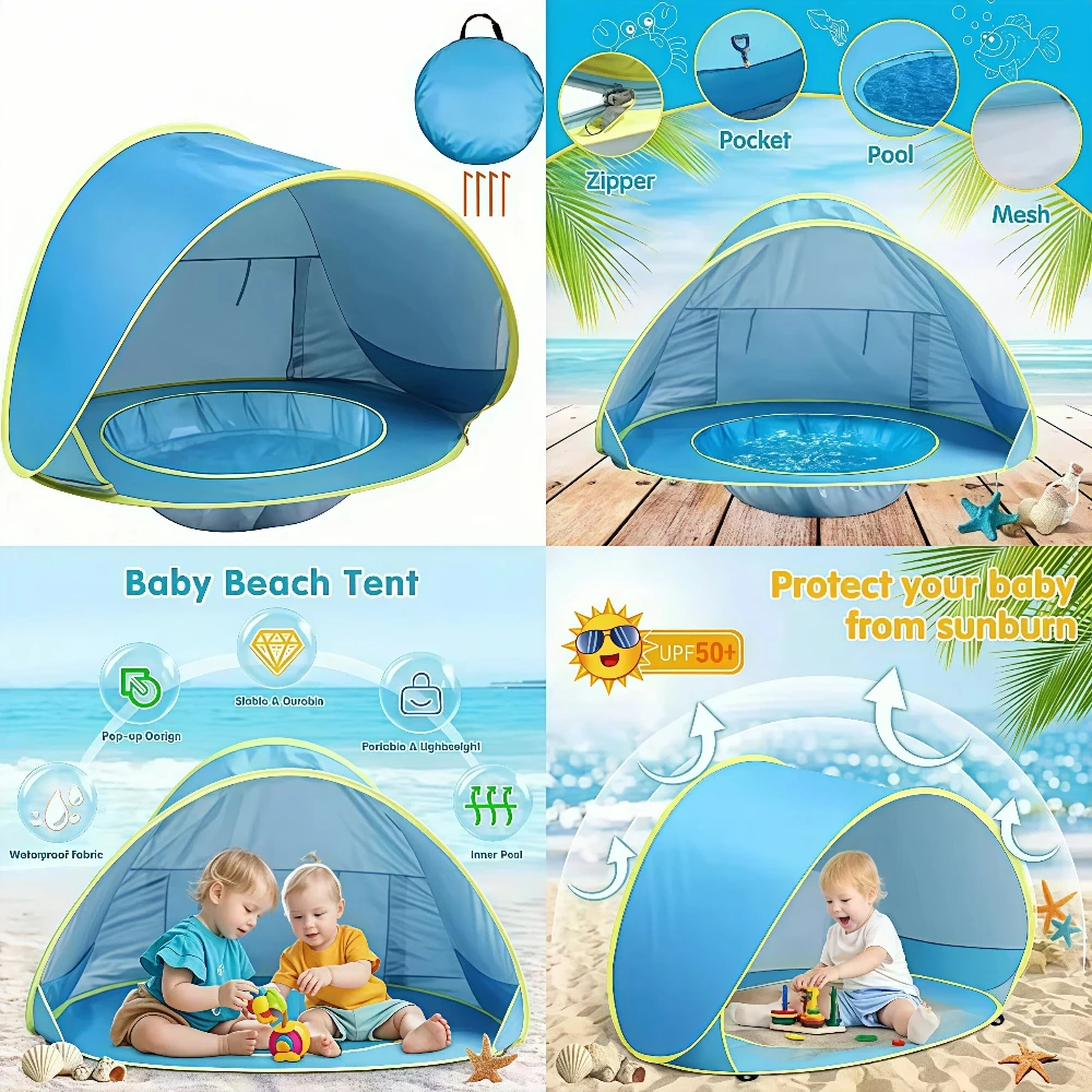 Babystrandtent met zwembad UPF - Kids Outdoor Wendy House recensie en prijs