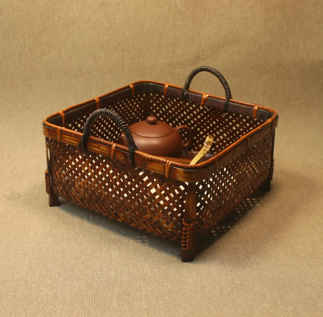 Handmade Bamboo Woven Basket, Bread Basket, Fruit Bowl, Tea Set, Chinese Gift Box, Bamboo Container, Tea Accessories