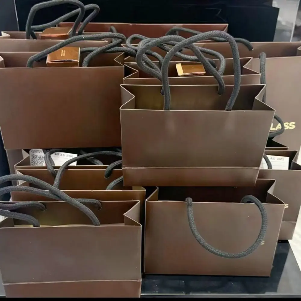 Elegant Brown Handbag Minimalist Gift Packaging For Cosmetics Jewelry Small Presents Birthday Holiday Celebration Bag