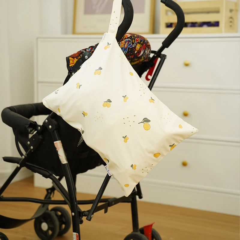 Waterproof Baby Diaper Bags Two Pockets Design Diaper Pouch with Zipper Travel Portable Mommy Handbag Stroller Nappy Storage Bag image 5