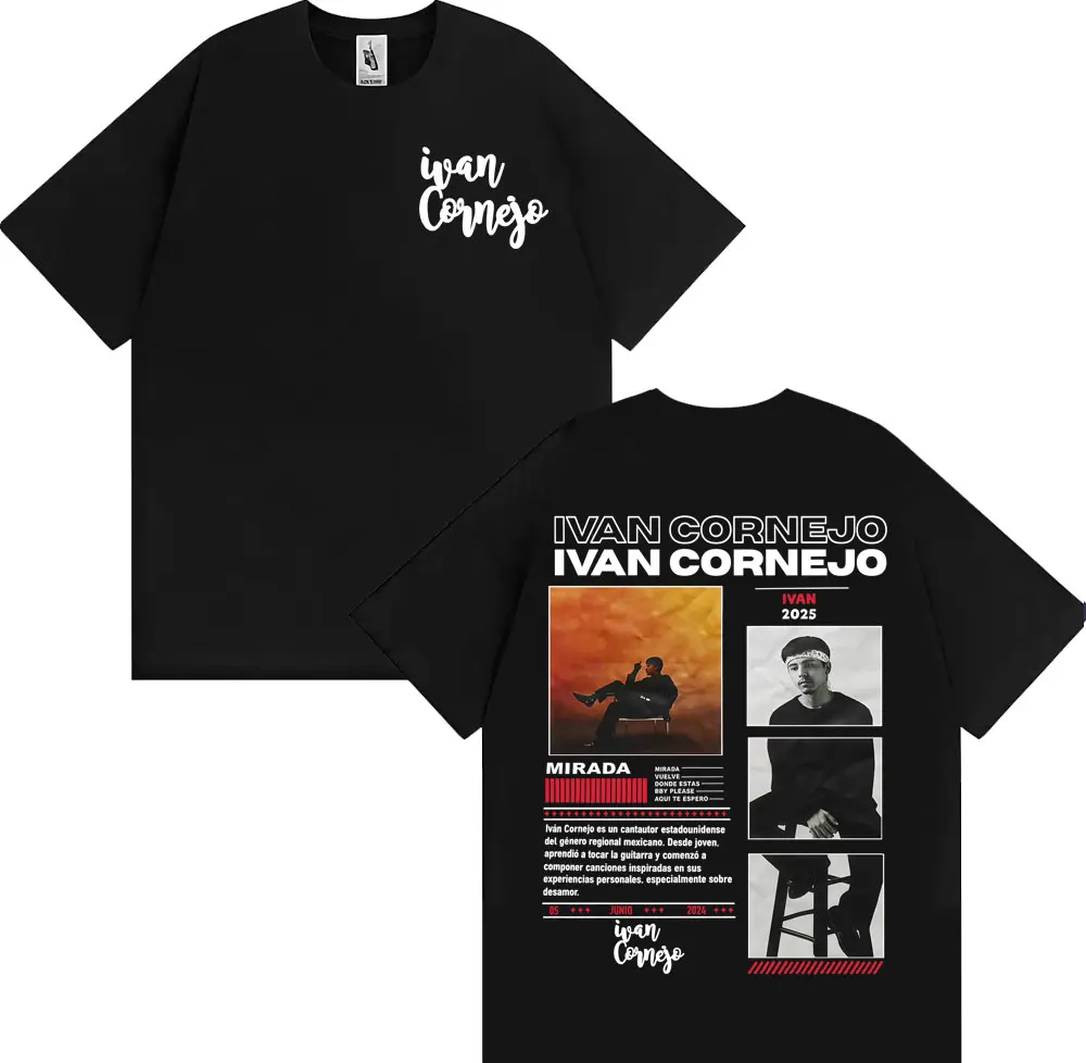 Singer Ivan Cornejo Mirada 2026 Tour Graphic T Shirt Men's women Harajuku Fashion Aesthetic T-shirts Casual Crewneck T-shirt