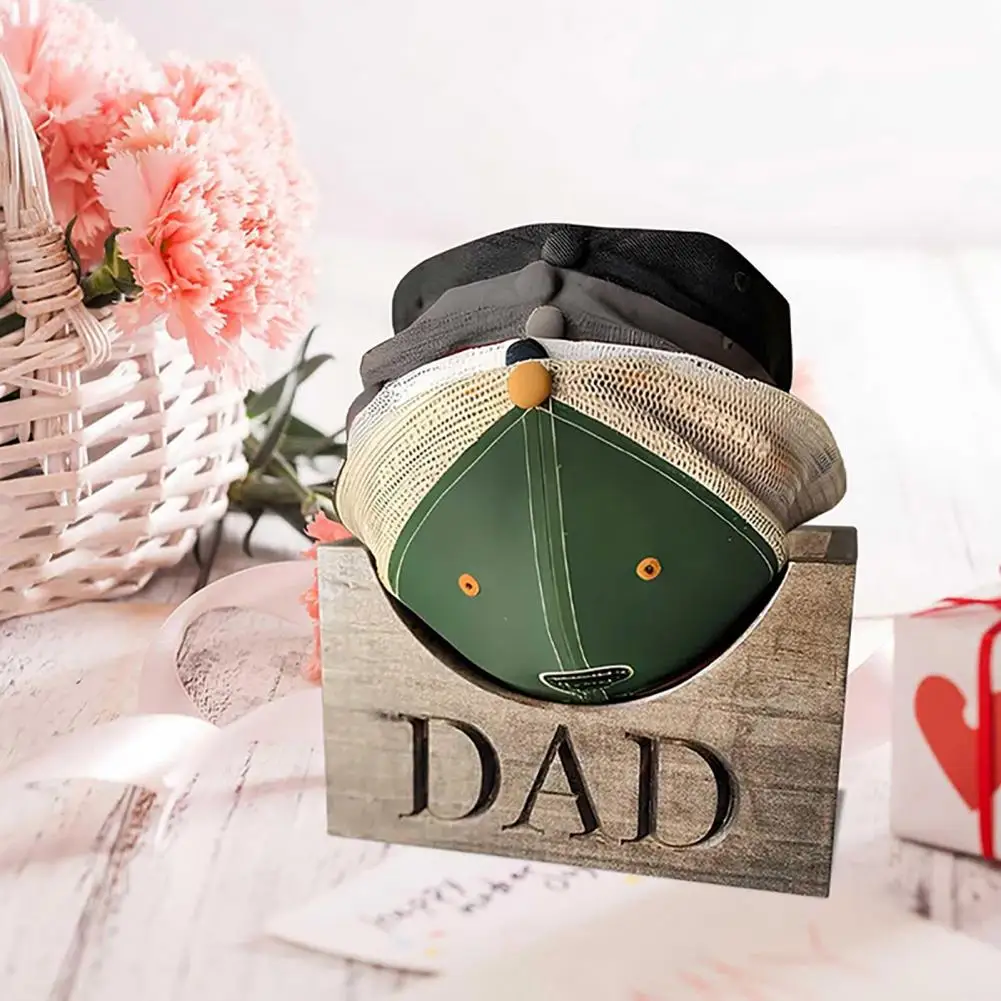 2026 قبعة بيسبول خشبية حامل أبي مكتوبة سميكة تكويم الأب يوم قبعة حامل خزانة غرفة النوم قبعة عرض المنظم #4
