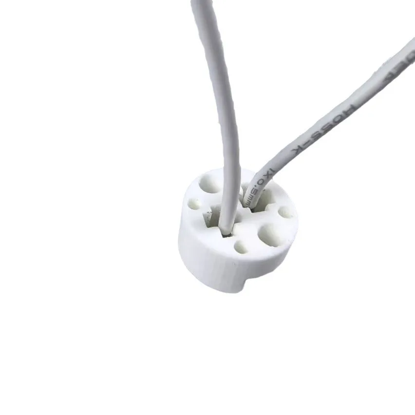 2pcs GU5.3 MR16 Testing Lamp Holder Ceramic Aging Lamp Base Halogen Bulb LED Light Socket Converter With Cable