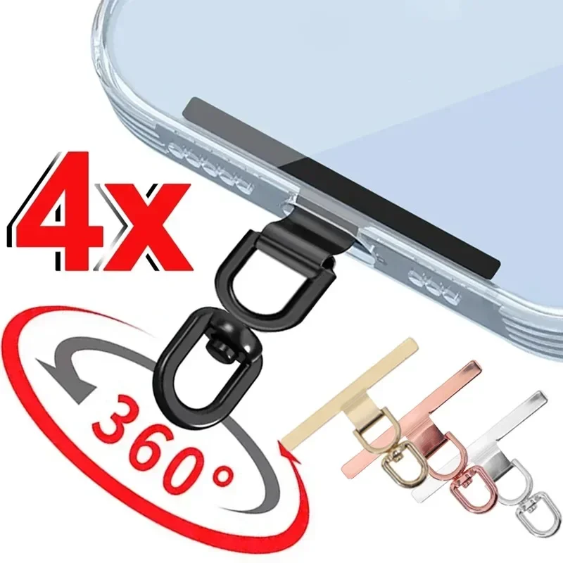 4/2/1PCS Ultra-thin Stainless Steel Phone Lanyard Patch 360° Rotatable Metal Gasket phone Hanging Cord Clip Safety Connect Piece