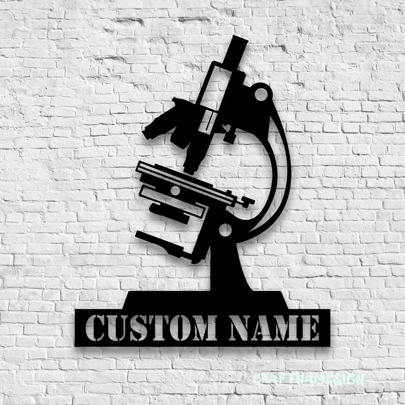 

1pc new microscope Customized Name Tin Wall Signs Metal Plate Signs For Home Decor Living Room Bedroom