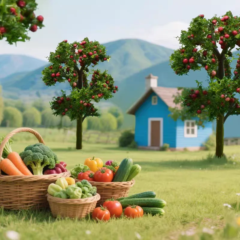 5 STKS 7/9 CM Kunstmatige Appelboom Model Miniatuur Fruitbomen Voor Landschap Poppenhuis Zandtafel Accessoire Plant Landschap Decor