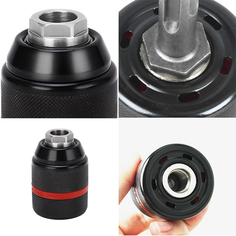 New 13mm Threaded Keyless Metal Drill Chuck, Hex Shank/SDS/Square Quick Grip Adapter, Chuck for Drill Bit Screwdriver Tap&Socket
