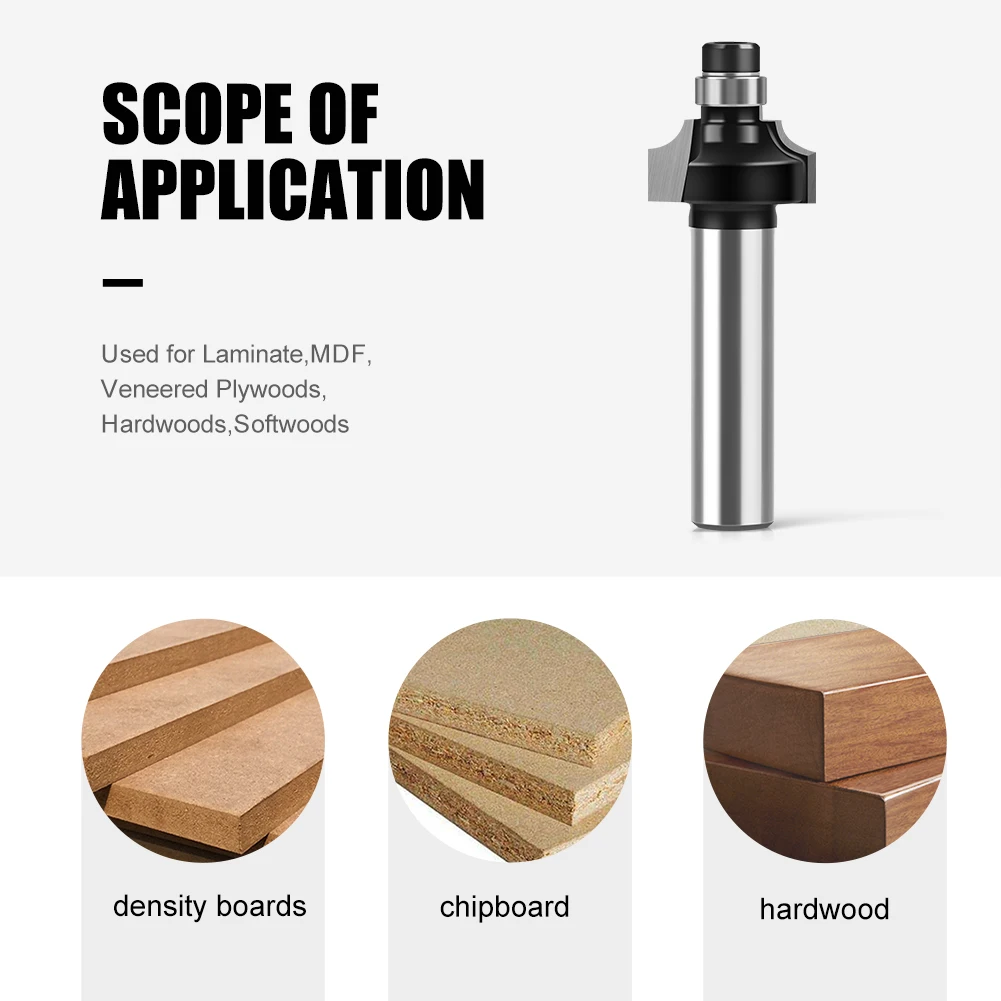  8mm Shank Cabinet Arc Wood Router Bit For Solid Wood Edge Molding And Furniture Surface Processing Milling Cutter