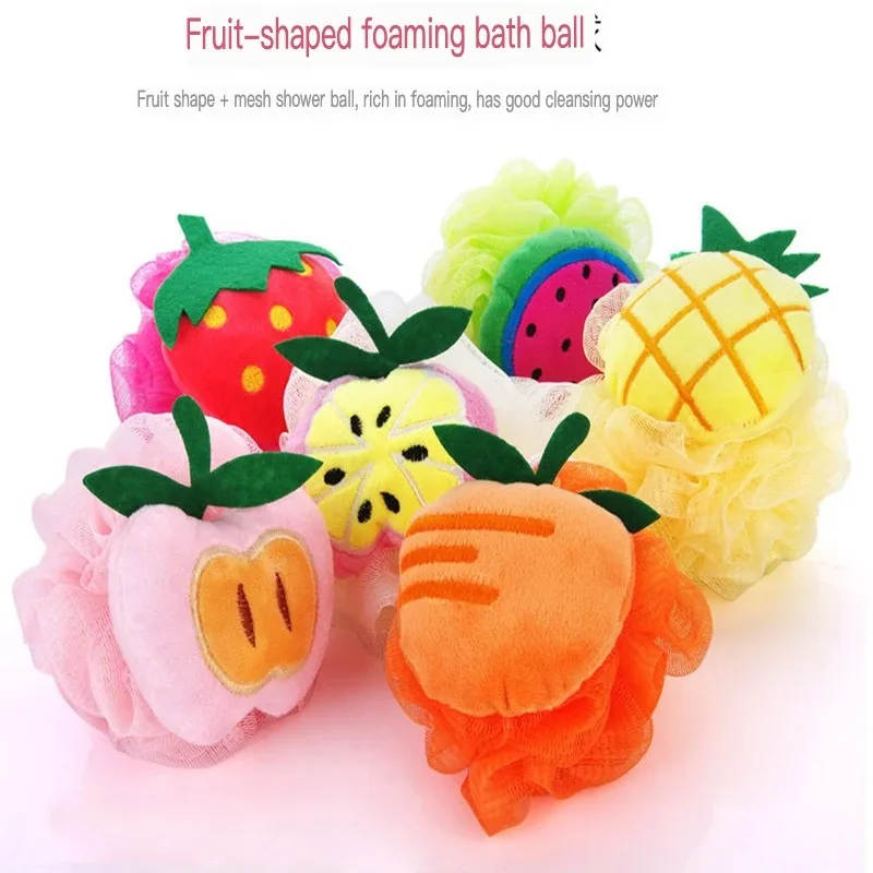 New Cartoon Fruit Sponge Shape Bath Ball Cute Cute Creative Bath Wipe Bath Towel