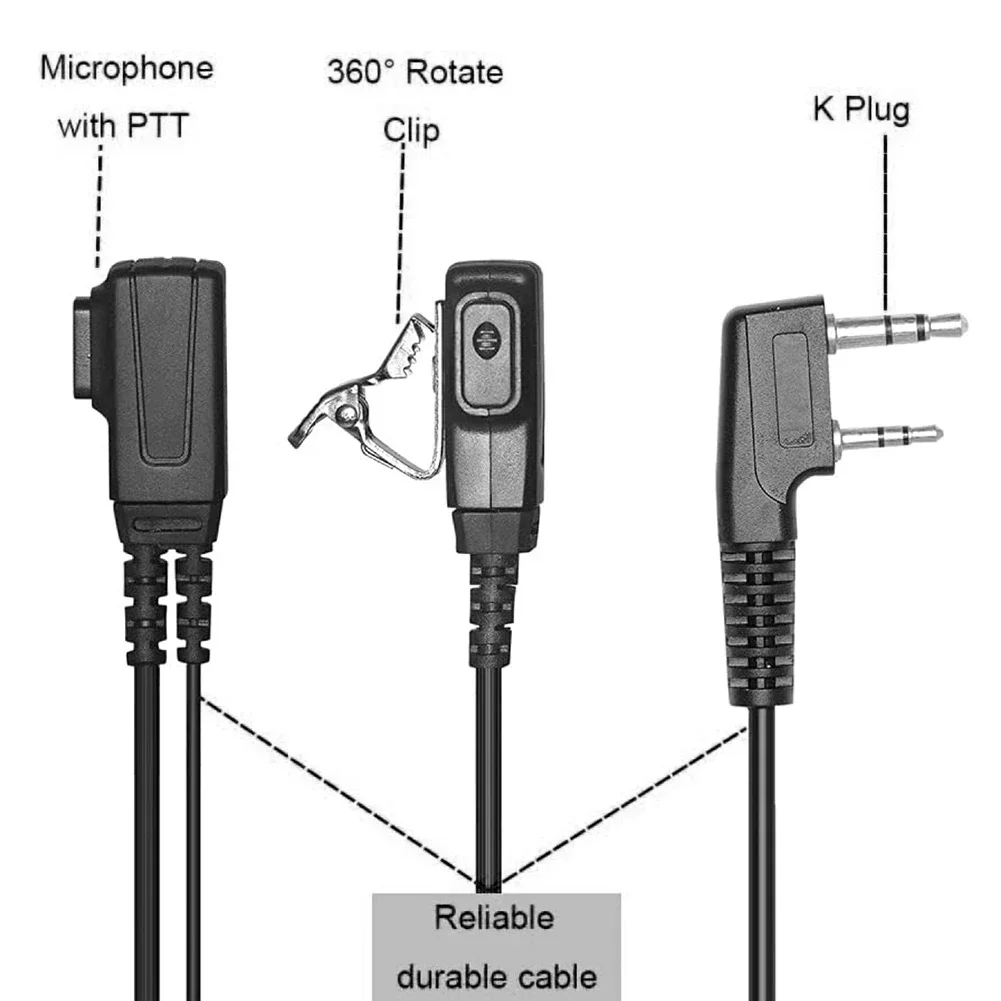 Tactical 2 Pin PTT MIC Headset Covert Acoustic Tube In-ear Earpiece For Kenwood TYT Baofeng UV-5R BF-888S CB Radio Accessories