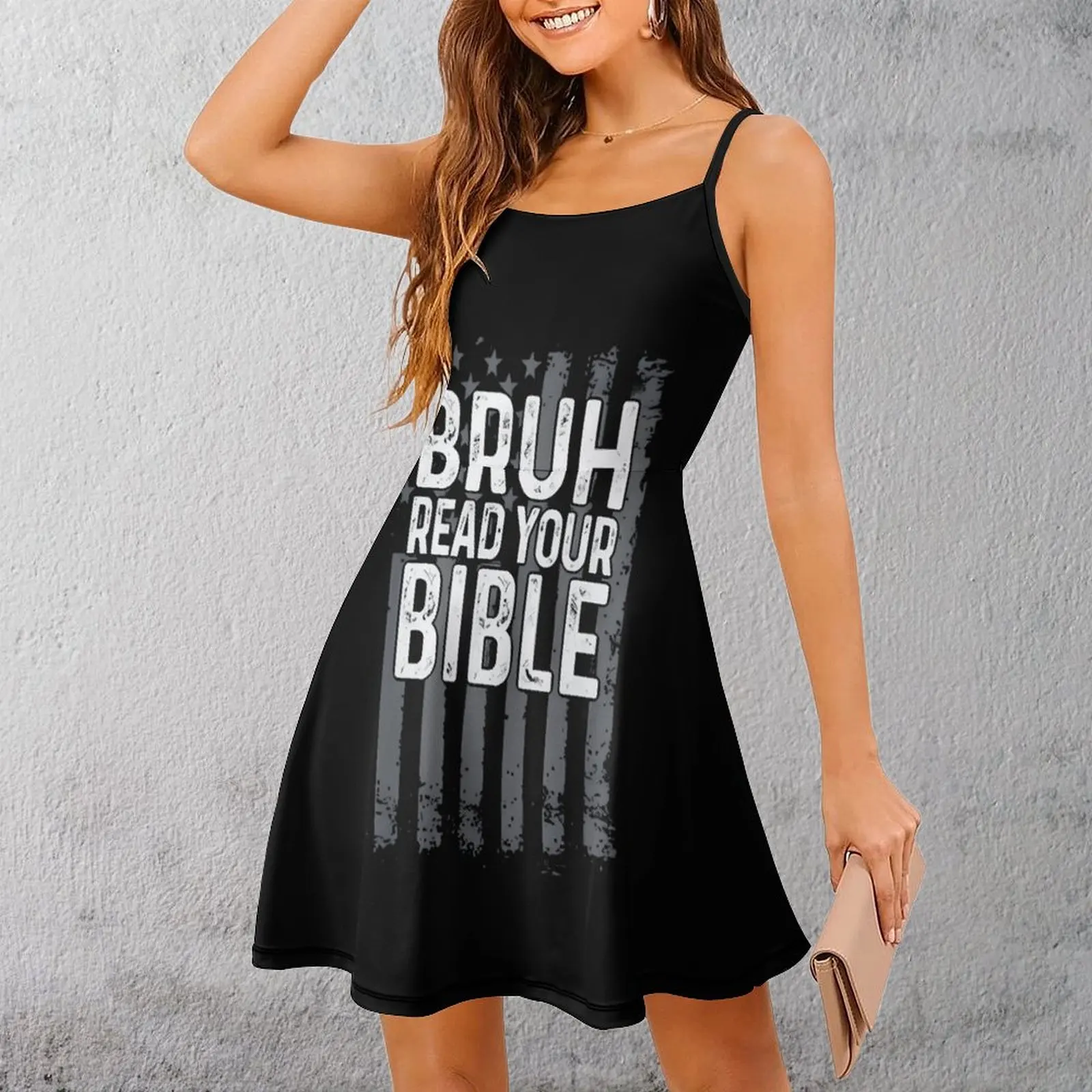 BRUH READ YOUR BIBLE Women's Sling Dress Creative Exotic Woman's Clothing Funny Novelty  Vacations Suspender Dress