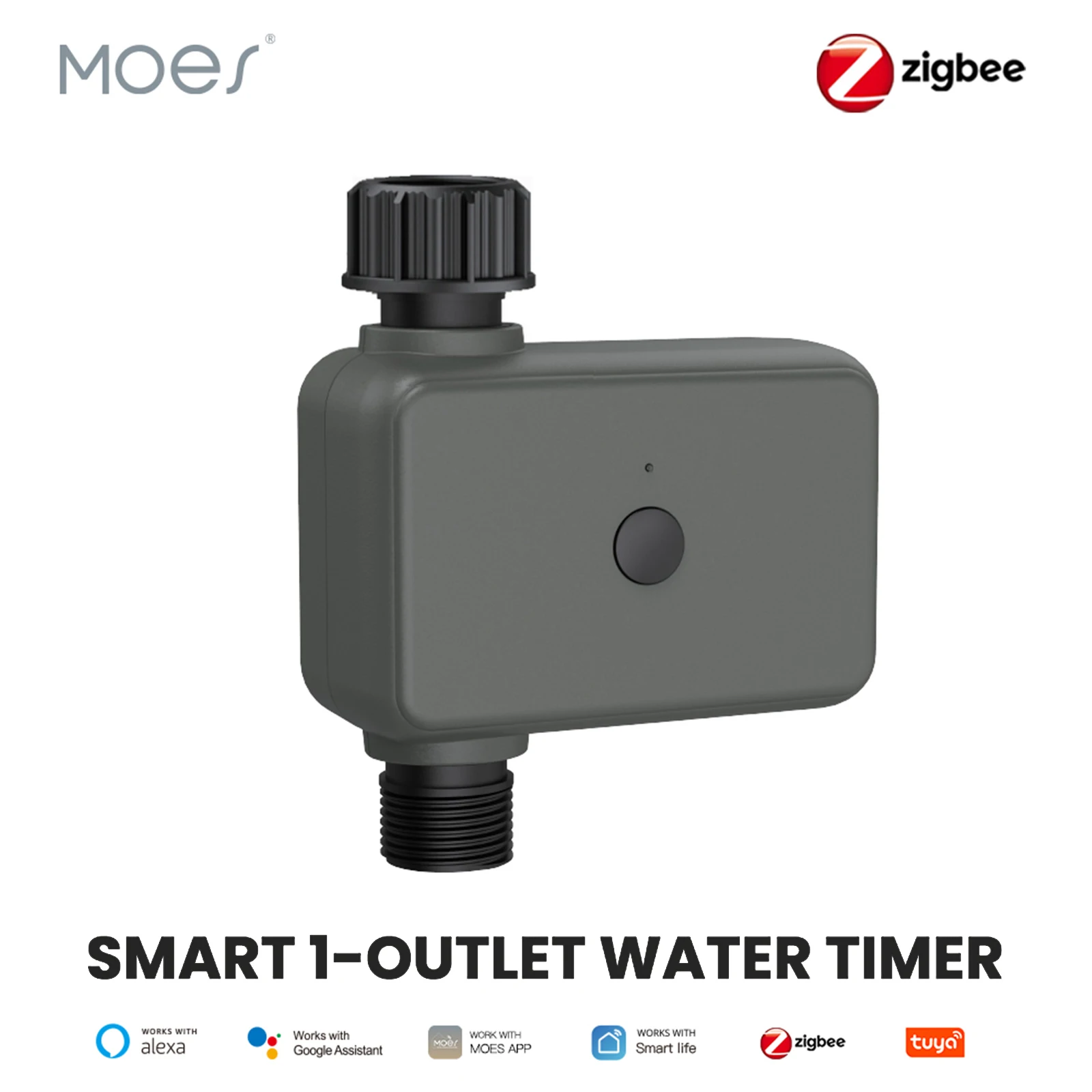 MOES ZigBee Smart Sprinkler Water Timer with 1 Outlet Rain Delay Filter Programmable Irrigation Timer Support Alexa Google Home