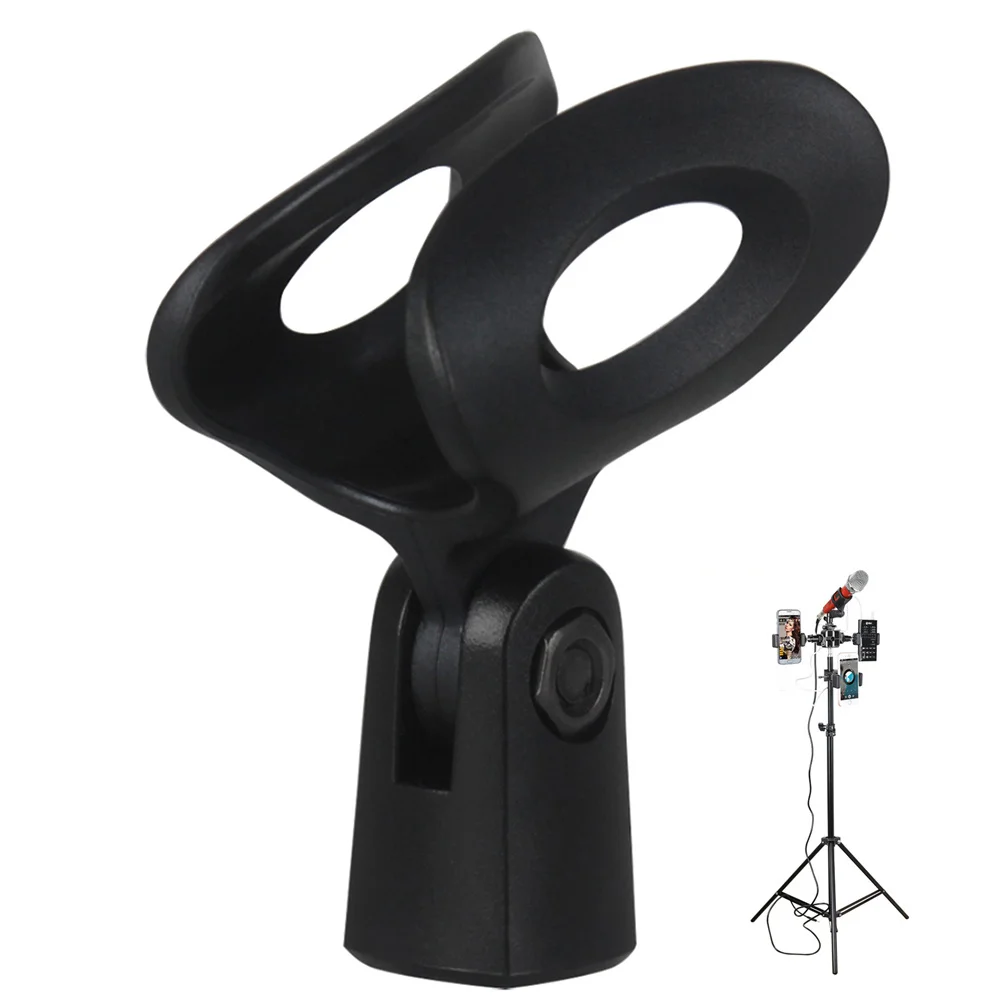 

Elliptical Microphone Clip Black Adjustable Rotatable Holder For Dynamic Wireless Mic Desktop Use Mic Holder Clip Mount Stand
