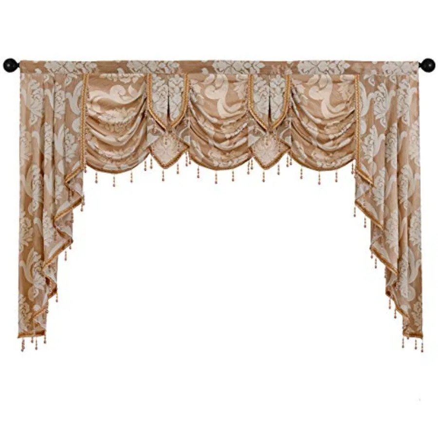 

Шторы Vnce для гостиной, жаккардовые, с бисерной отделкой, в стиле «водопад», для спальни, для формальной столовой, бежевые, шириной 8 футов.
