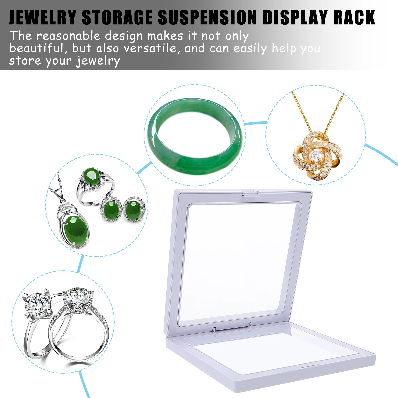 3Sets Jewelry Display Stands Transparent Acrylic Organizer Holder for Rings Bracelets Necklaces Storage Rack Display Box Pe