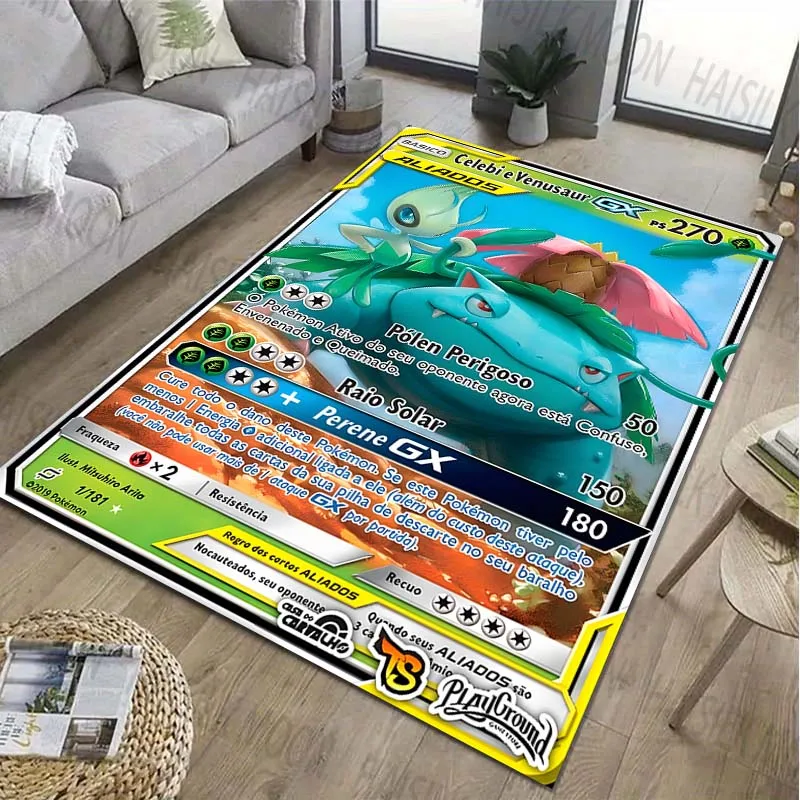 Pokémon Bulbasaur Cards Pirnt Carpet Yoga Room Decor Children's Crawling Mat Doormat Living Room Area Rug Games Area Floor Mat