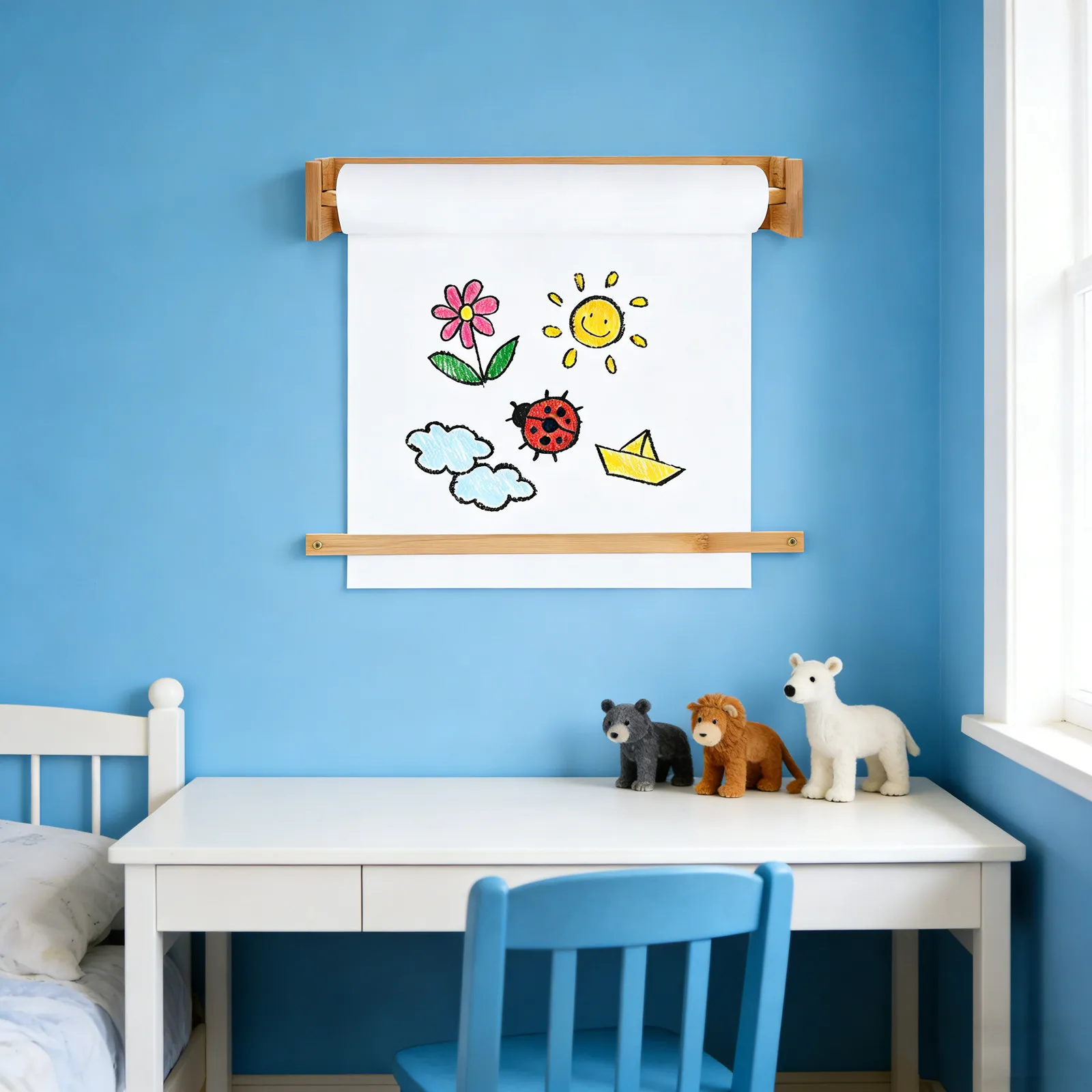 craft-paper-roll-holder-wood-easel-stand-wood-mounted-art-roll-paper-easel-painting-holder-for-kids-drawing-activities-classroom