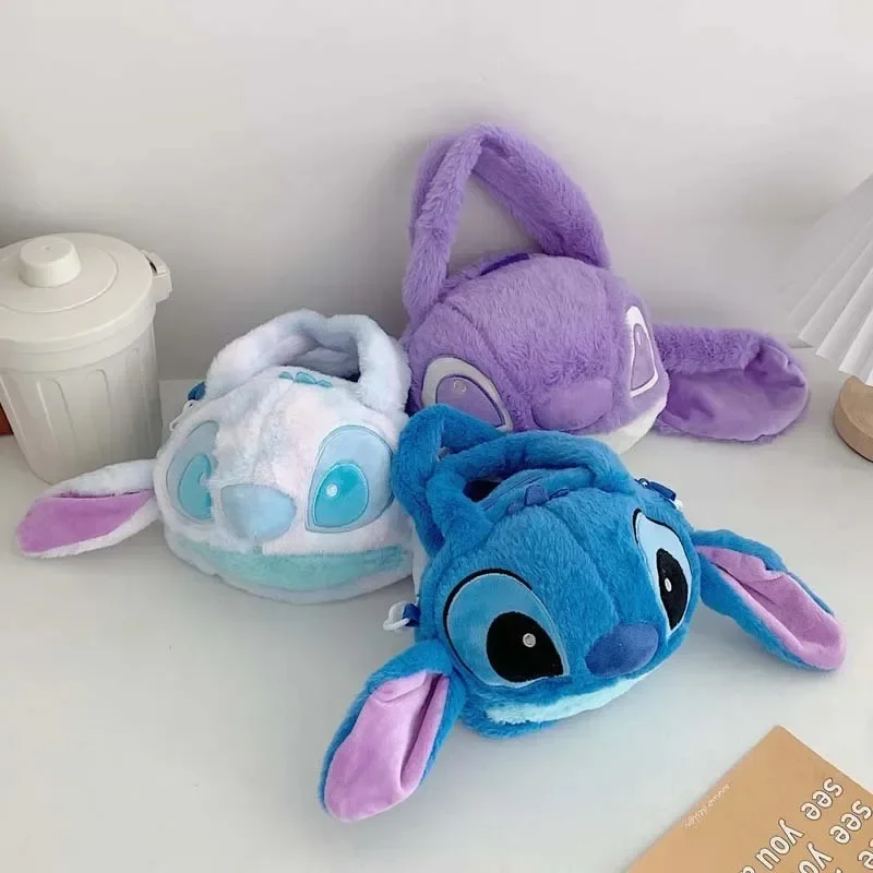 Disney New Lilo & Stitch Plush Toys Kawaii Plush Messenger Bag Girl Handbag Anime Stuffed Toys Children Cartoon Plushie Soft Bag