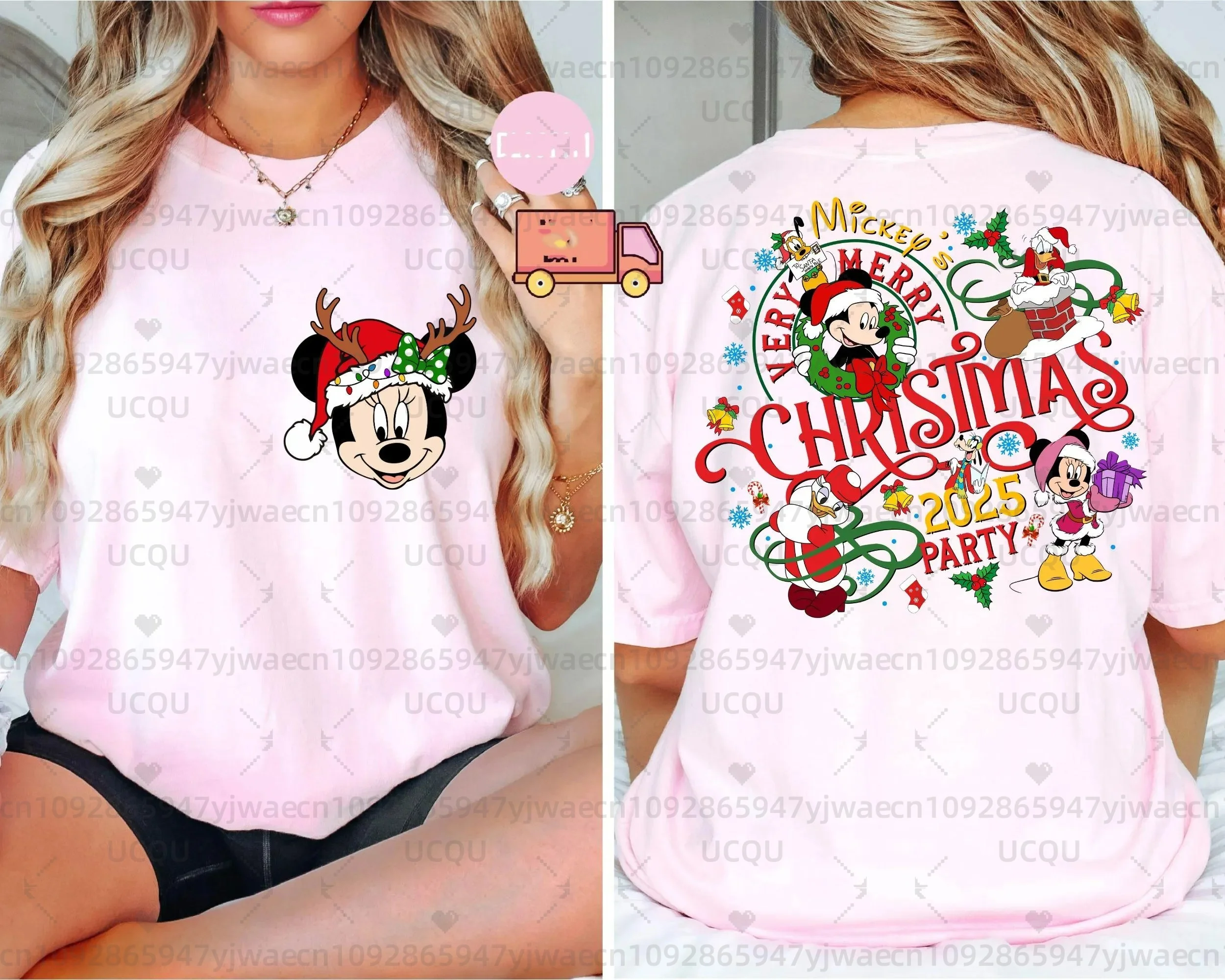 

Очень футболка с изображением Микки, веселая рождественская вечеринка 1200, женская и мужская семейная футболка с Санта-Микки и друзьями в группе рождественских огней