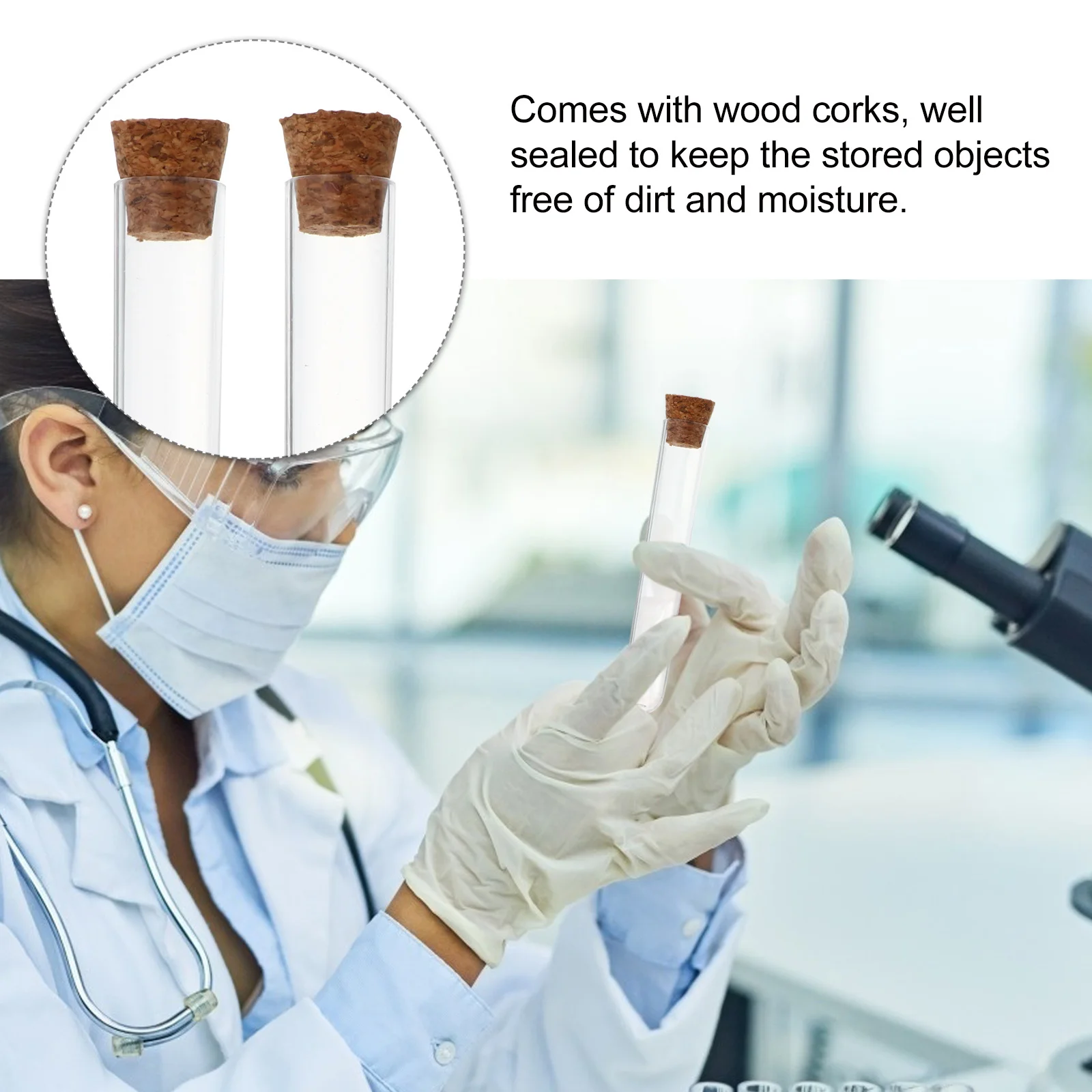 

35pcs Test Tubes With Wooden Corks Plastic Transparent Science Experiment Equipment For Kids Teaching Tool Chemistry Classroom