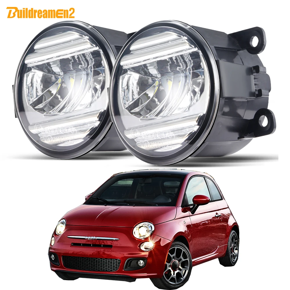 2 Pcs Car Front Fog Light Assembly 30W LED Fog Daytime Running Lamp DRL For Fiat 500 (312_) 2-Door 2012-2017 4-Door 2014-2015